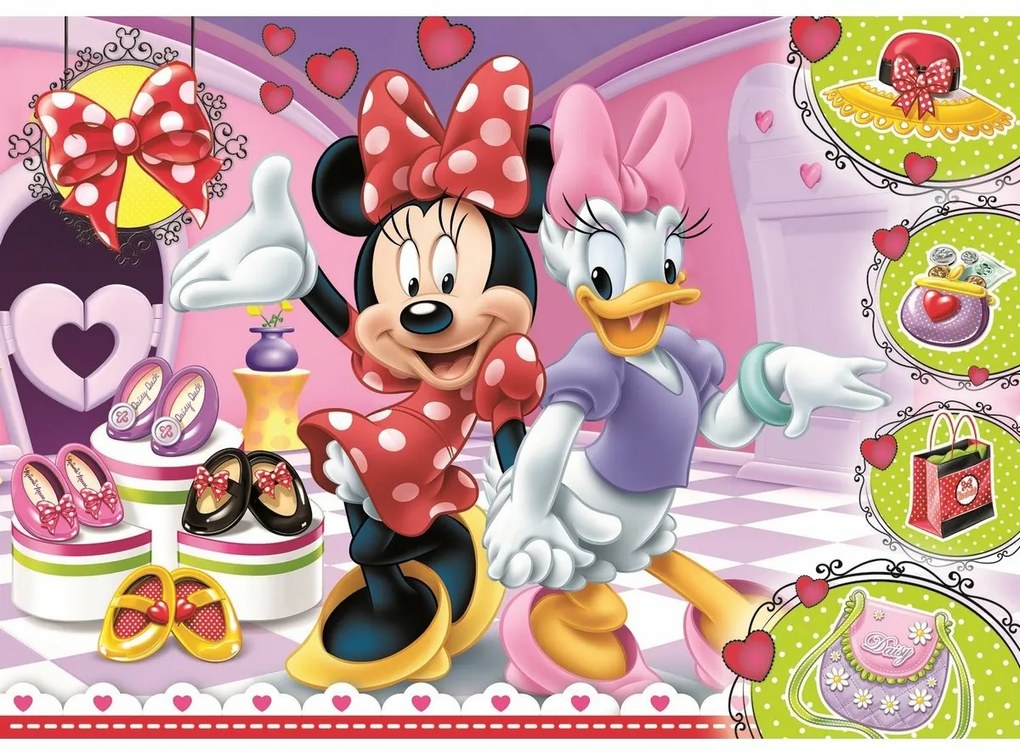Trefl Glitter Puzzle Minnie i Daisy, 100 elementów