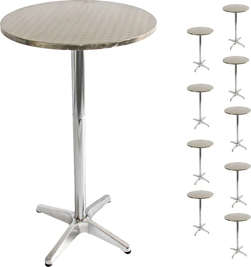 Aluminiowy stolik barowy (zestaw 10 sztuk),  składany