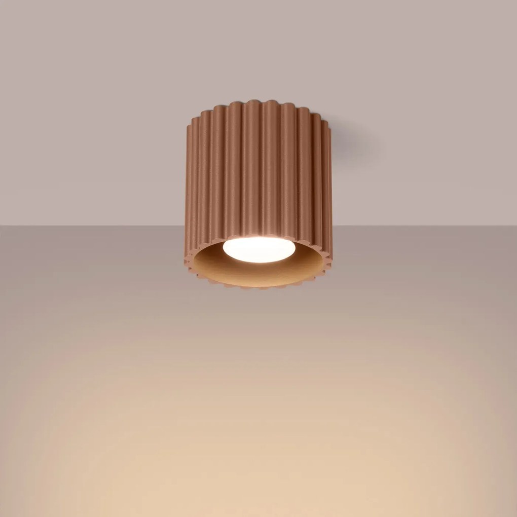 Plafon AURA 1 mocca GU10 ryflowany SOLLUX  LIGHTING