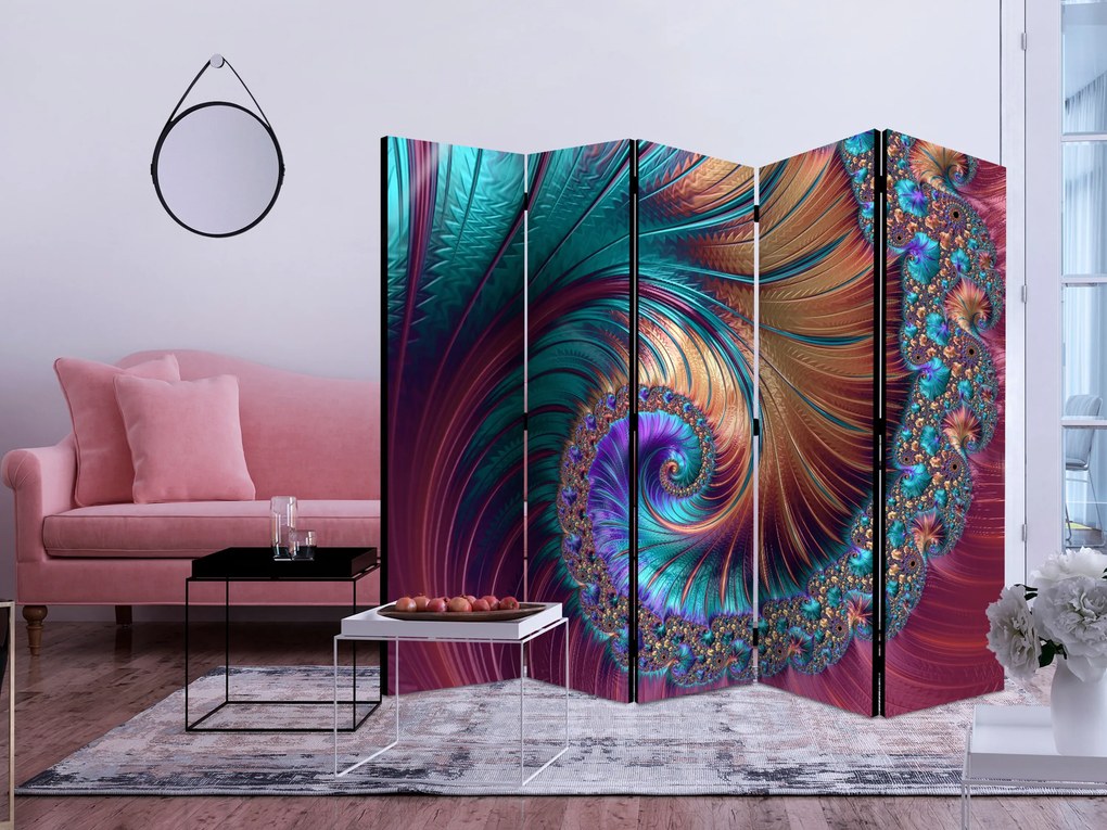 Parawan akustyczny Abstrakcje 225x172 cm 5-częściowy fioletowy ARTGEIST B