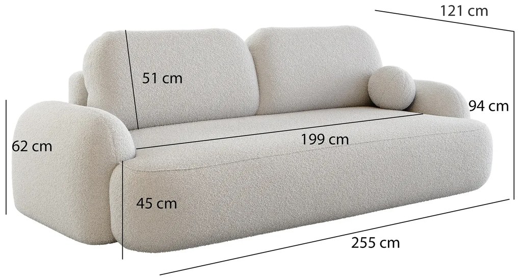 Czarna nowoczesna sofa rozkładana boucle K1-F96