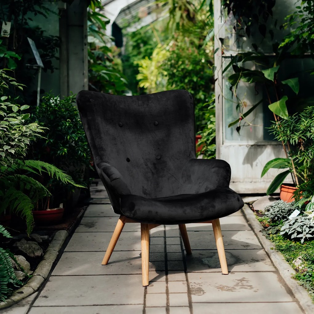Fotel tapicerowany MOSS VELVET czarny HOMLA