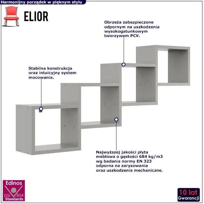 Szara nowoczesna półka wisząca N2-C49