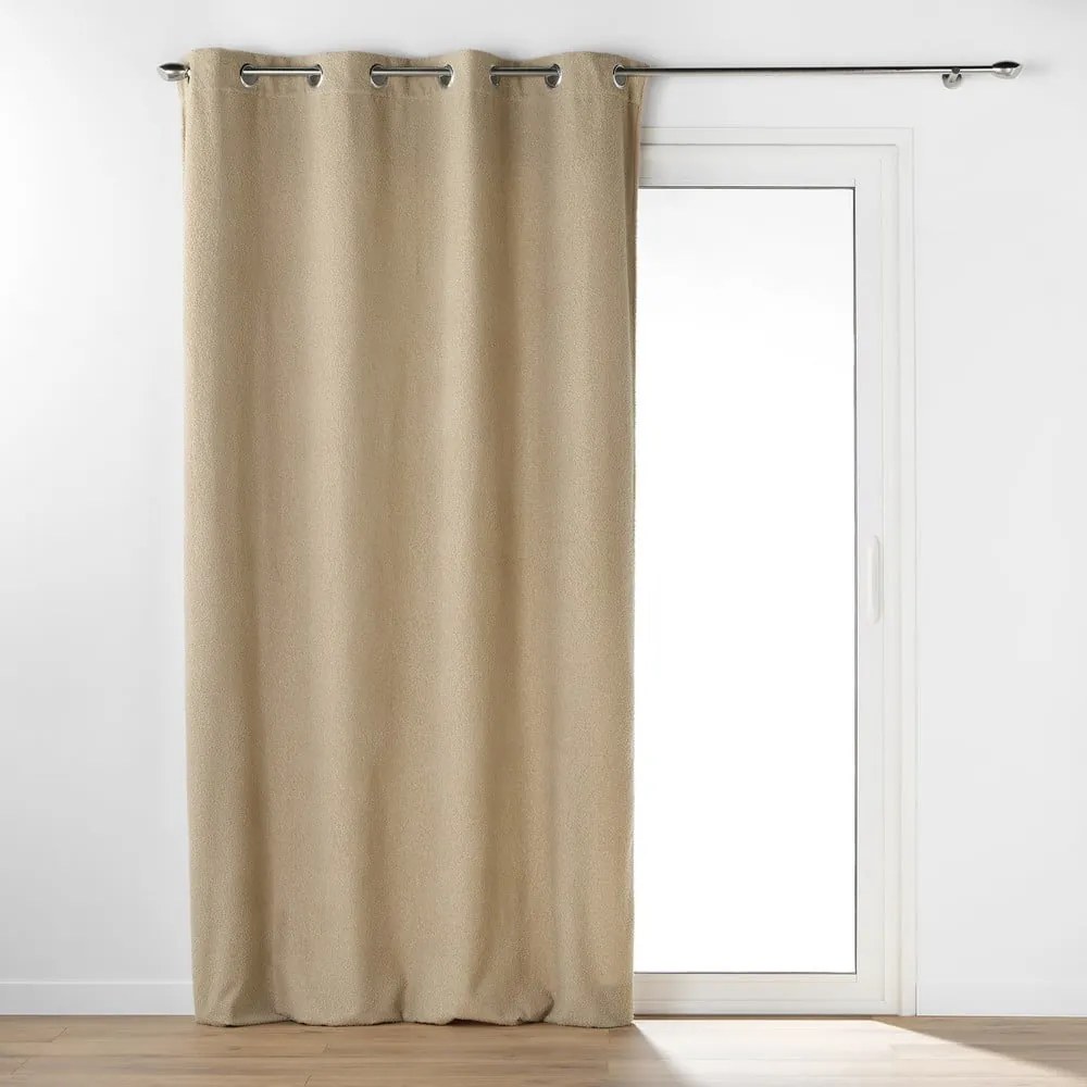 Beżowa zasłona z materiału bouclé 140x240 cm Wooly – douceur d'intérieur