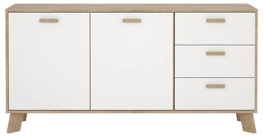 Biało-naturalna komoda w dekorze dębu 147x73x39 cm Ikast – Tvilum