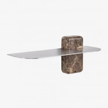 Półka Ścienna Ze Stali Nierdzewnej I Naturalnego Kamienia Serbian Brązowy Marmur Emperador & ↔︎ 45 Cm - Sklum