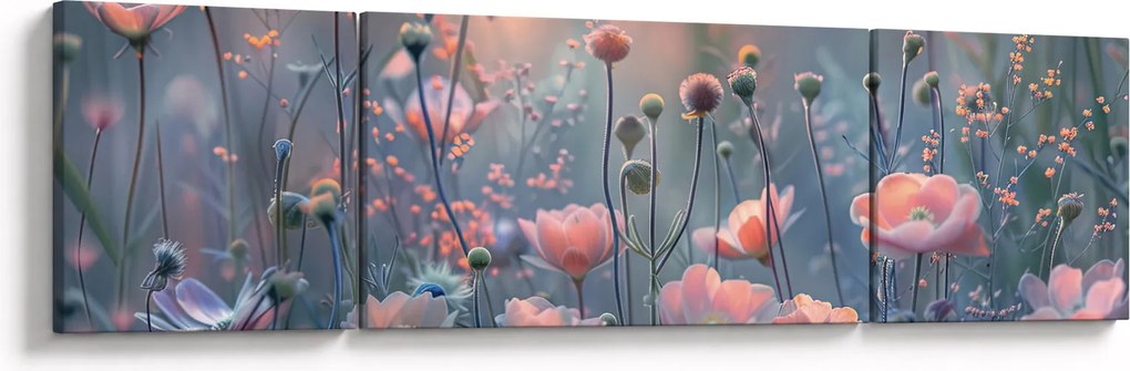 Obraz - Kwiaty w pastelowych kolorach (170x50 cm)