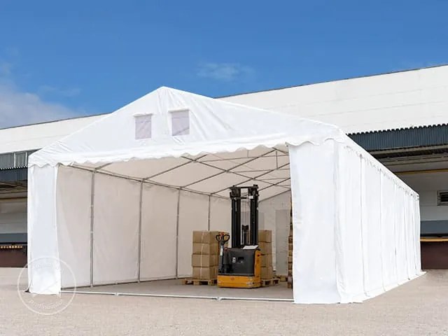 TOOLPORT 6x8m Namiot magazynowy - 2,6 m wysokość ścian bocznych, PVC 800, biały, bez statyki - (7693bl)