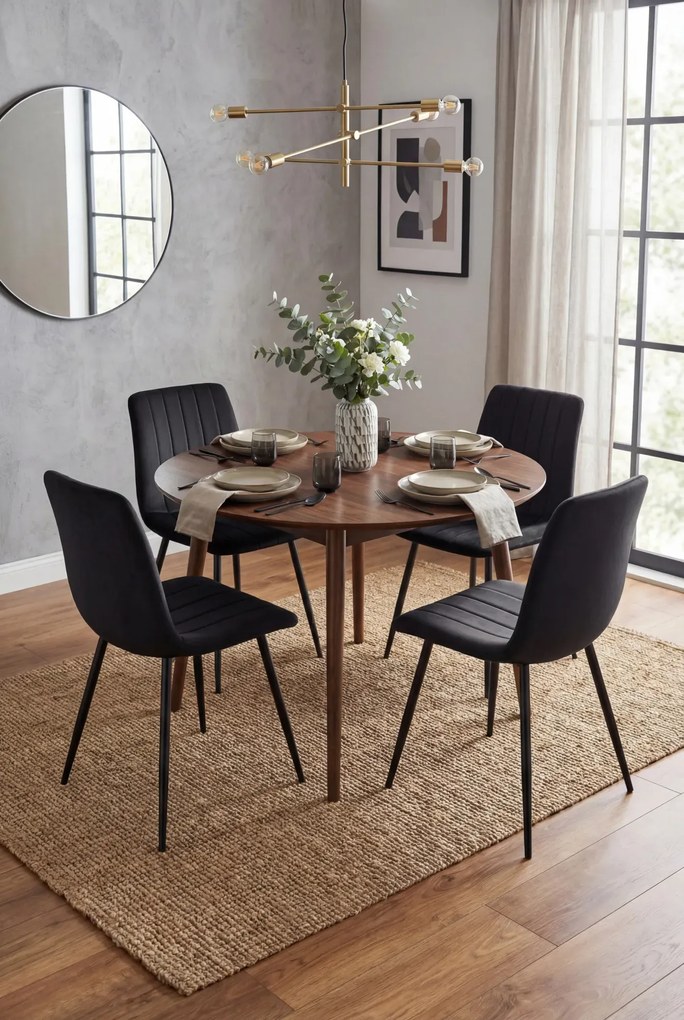 Zestaw 4 czarnych krzeseł pikowanych Z1-B54