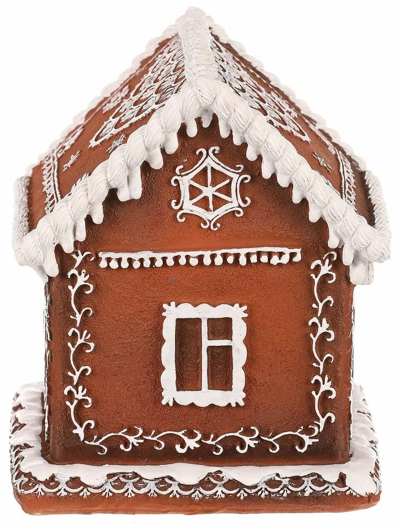 Dekoracja świąteczna Domek z piernika z oświetleniem LED, poliresin, 15 cm