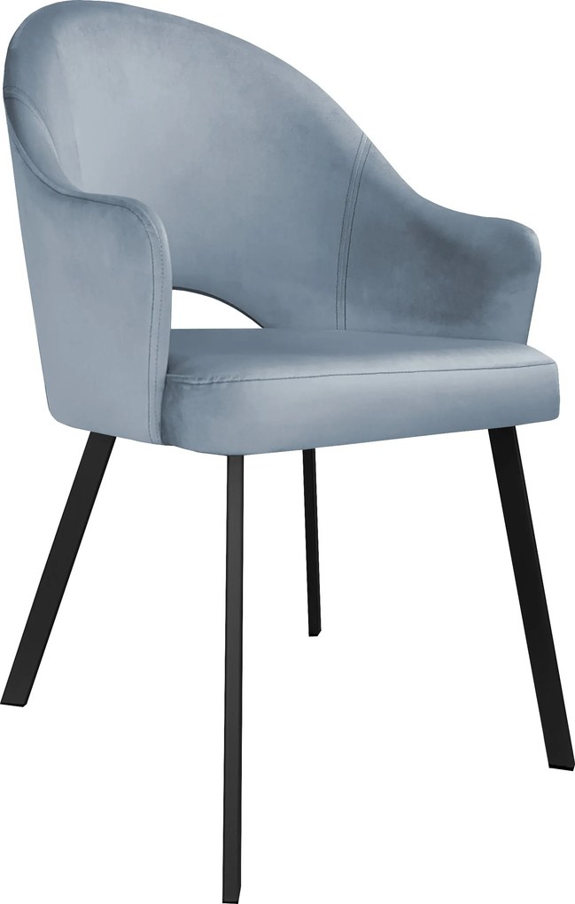 Krzesło Velvet tkanina Welur noga metalowa krzesło tapicerowane premium : Kolor nogi - Czarna profil, Kolor tkaniny - VELVET - BL06, Typ siedziska - Siedzisko stałe