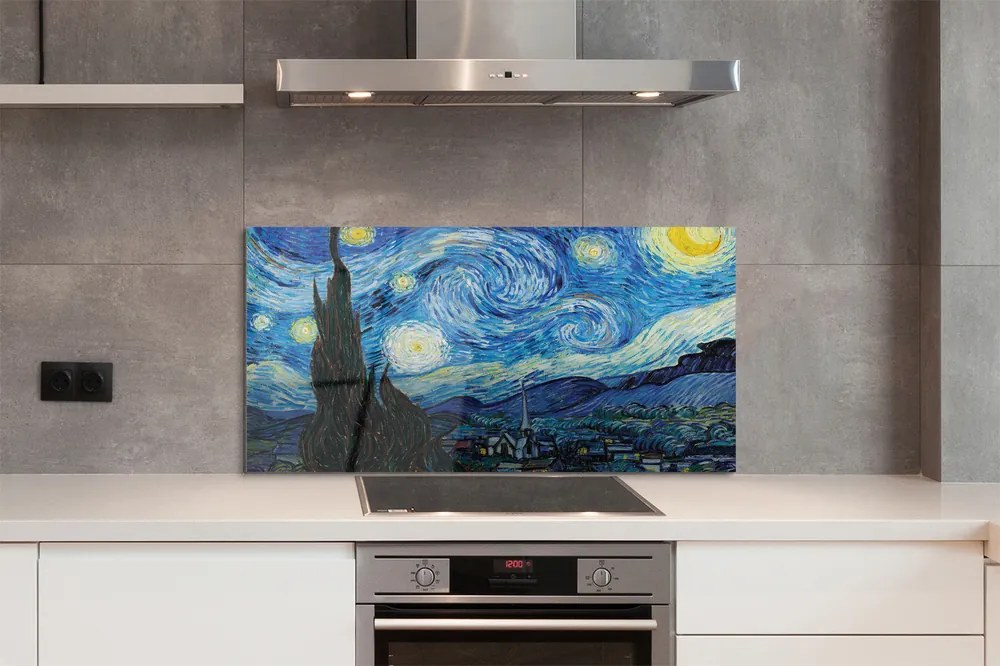 Szklany Panel Gwiaździsta Noc - Van Gogh