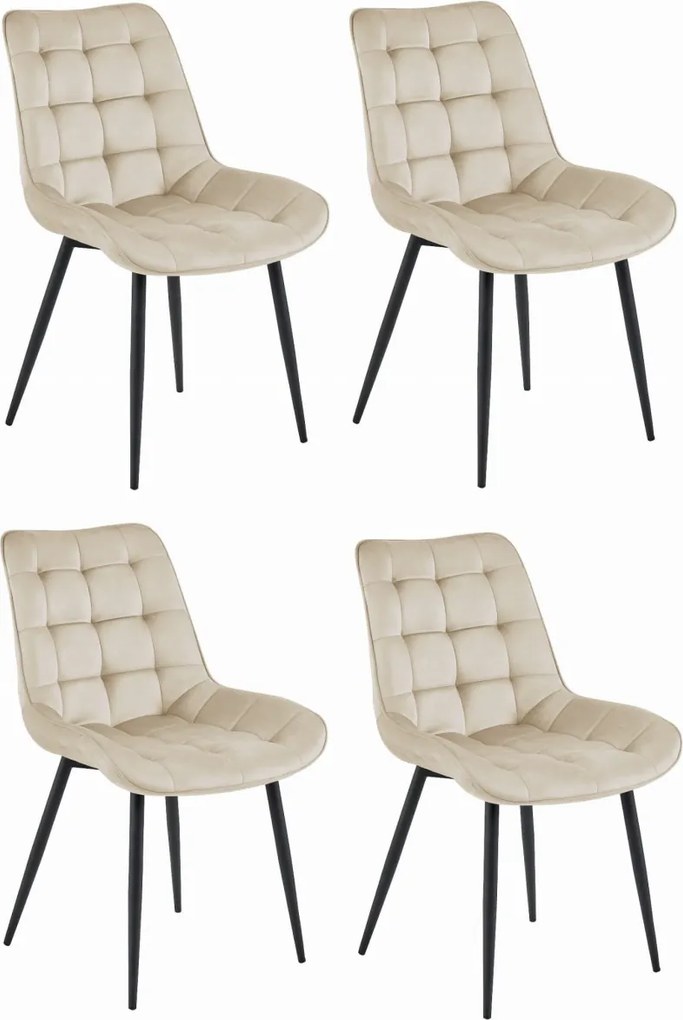 PROMOCJA Beżowe aksamitne krzesło BERA z czarnymi nogami II. gatunek