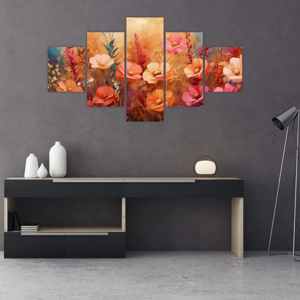 Obraz - Kwiaty łąkowe, malarstwo (125x70 cm)