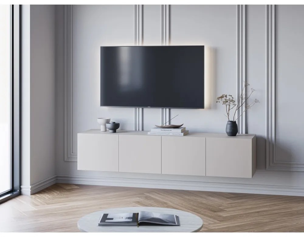 Kremowa szafka pod TV 180x38x35 cm Daroca – Marckeric