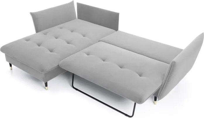 Narożnik GLAM Lewostronny z funkcją spania, zestaw z poduszkami wolnostojący tkanina RIVIERA 80 Jasny szary DOMO HOME