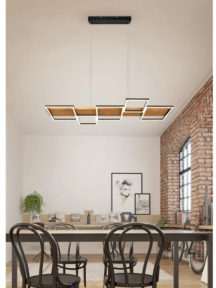 Czarno-naturalna lampa wisząca LED ze ściemniaczem Harper – Trio