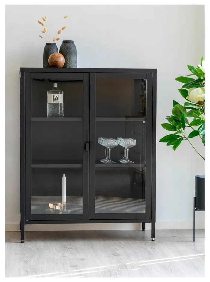 Czarna metalowa witryna 80x101,5 cm Brisbane – House Nordic