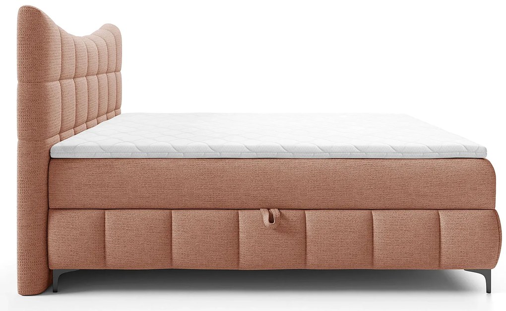 Łososiowe łóżko z pikowanym zagłówkiem 5 rozmiarów A5-P39