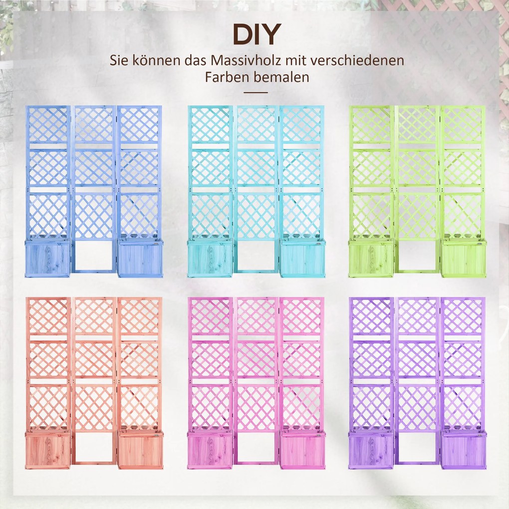 Outsunny Podwyższone Łóżko Ogrodowe z Składaną Kratą Doniczka z Ekranem Prywatności 133x165cm | Aosom PL