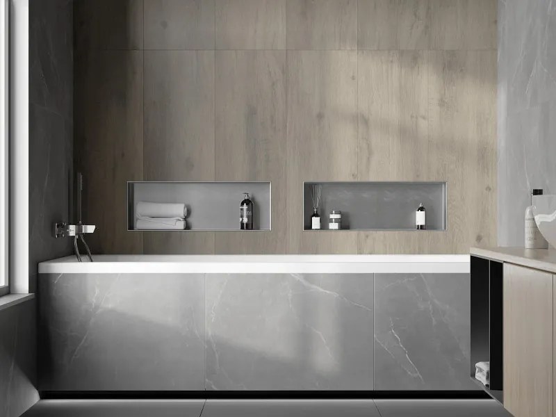Mexen X-Wall-NR półka wnękowa bez kołnierza 60 x 20 cm, inox - 1911602010