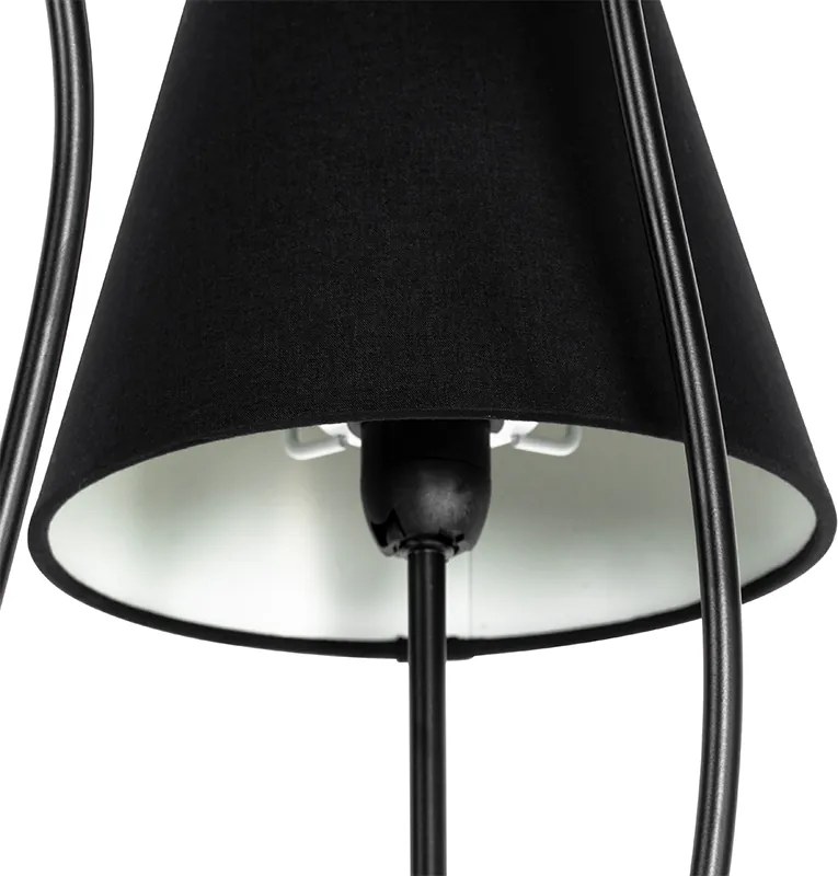 Designerska lampa podłogowa czarna z abażurami z tkaniny 5-światłowa - Melis
