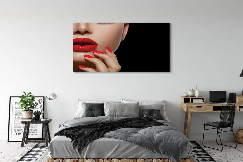 Obraz drukowany na płótnie Czerwień Ust i Paznokci