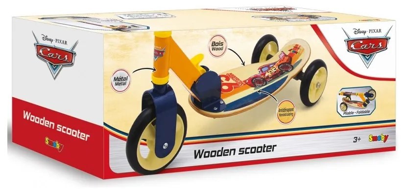 Smoby hulajnoga trójkołowa cars auta drewniana