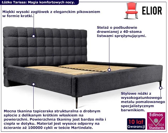 Łóżko dwuosobowe z pikowanym zagłówkiem G4-S30