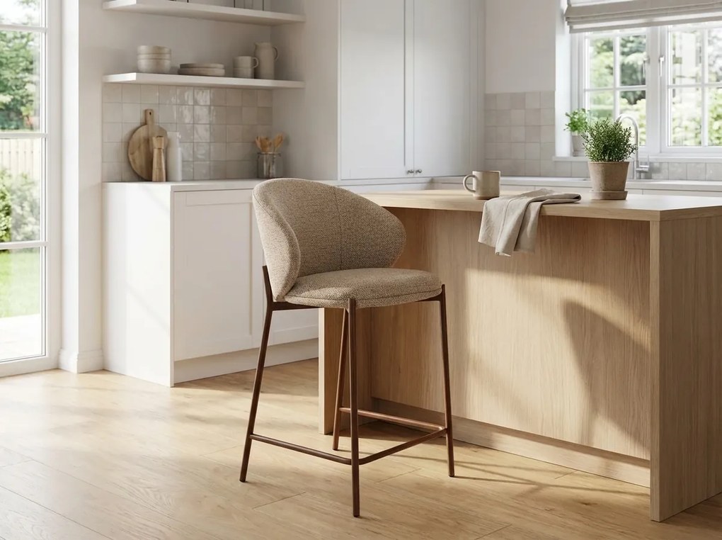 Stołek barowy KIOTO, orzech/beżowy