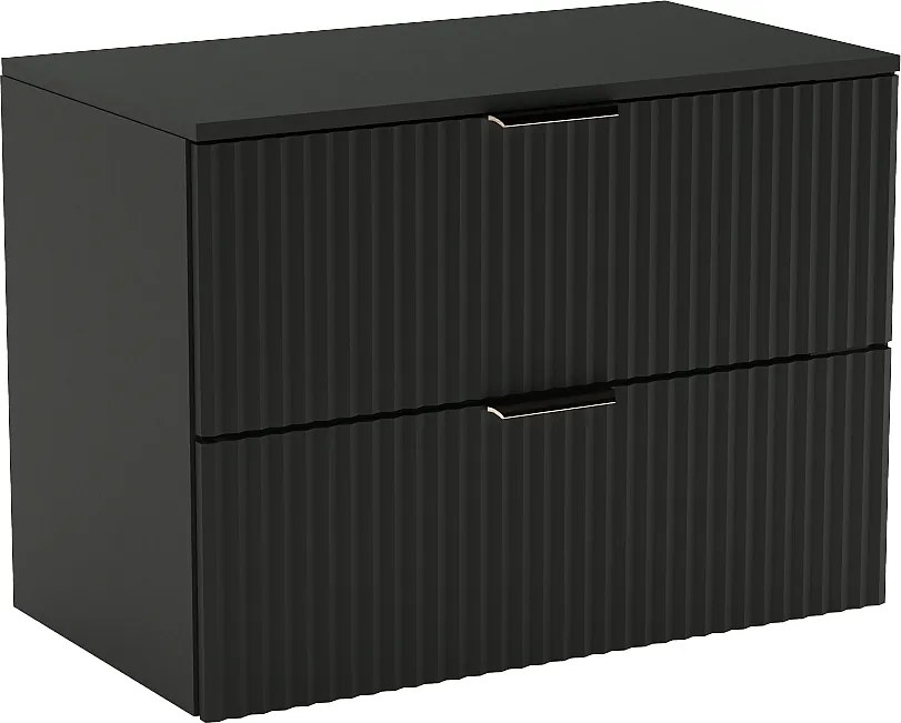 Szafka pod umywalkę WENA, ryflowane fronty, Willy, 80x60x47 cm, Czarna