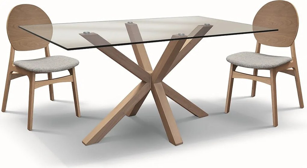 Stół z przezroczystego szkła i naturalnego drewna, 160x90 cm - SILVER LAKE