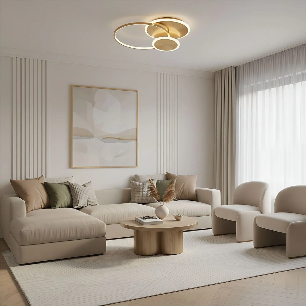 Lampa sufitowa APP1711-C plafon LED Złota Szczotkowana + pilot