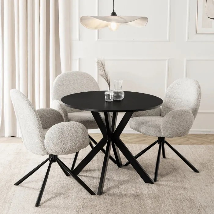 Stół Okrągły LAUREN 90 cm Czarny Loft Nowoczesny