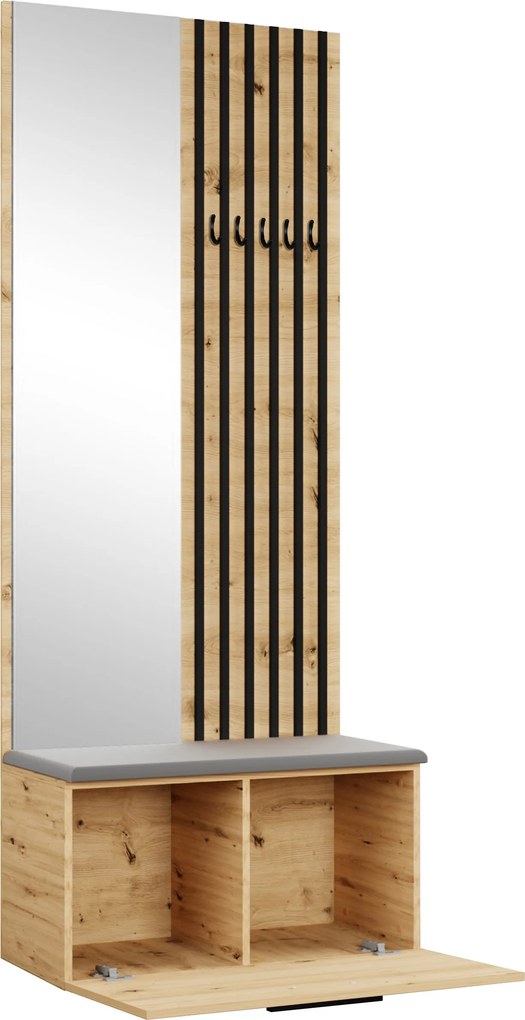 Masseno Garderoba MODULO 80,6/204/40 cm do Przedpokoju Nowoczesna Dąb Artisan