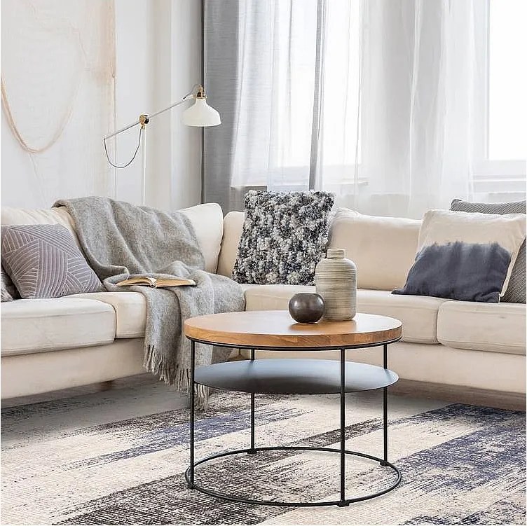 Dywan abstrakcyjny - 120x170cm - granatowy, kremowy, czarny - Kuza Lines