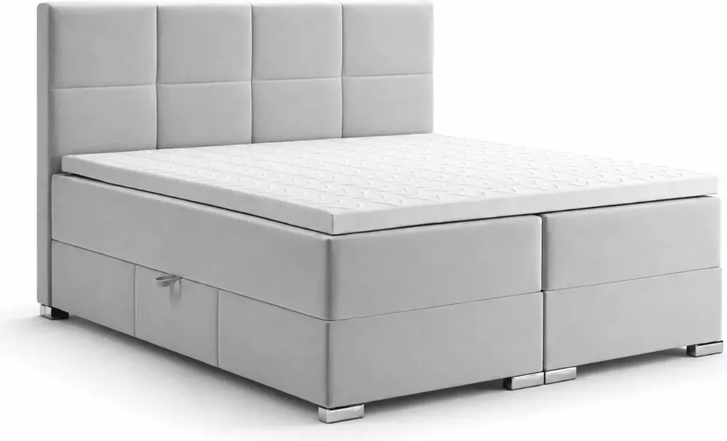 Łóżko kontynentalne Breda z materacem bonellowym i pojemnikami na pościel boxspring