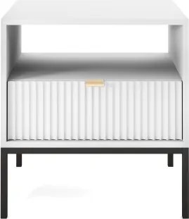 NAYA Stolik nocny S 54 biały | czarny stelaż