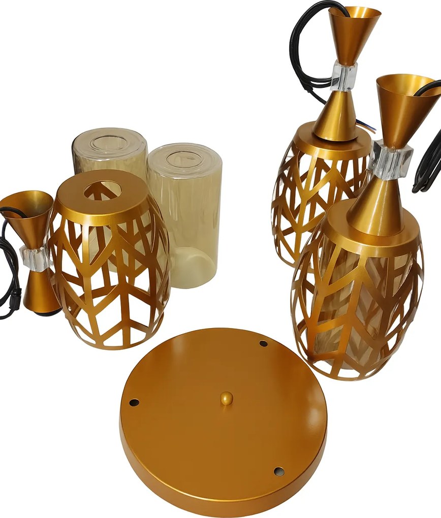 Lampa sufitowa metalowa loft klosz wisząca AT12-3SZ-Gold