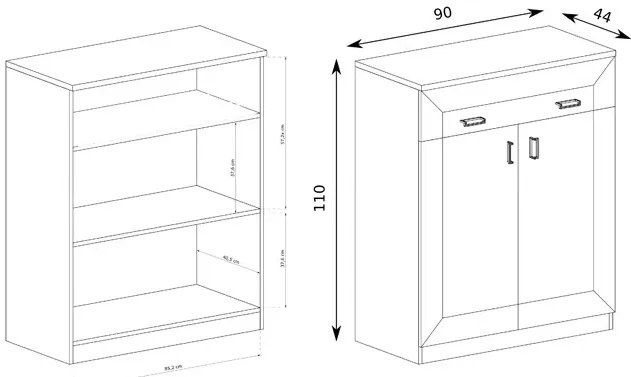 Komoda z szafką i szufladą dąb stuletni - Lorines 3X