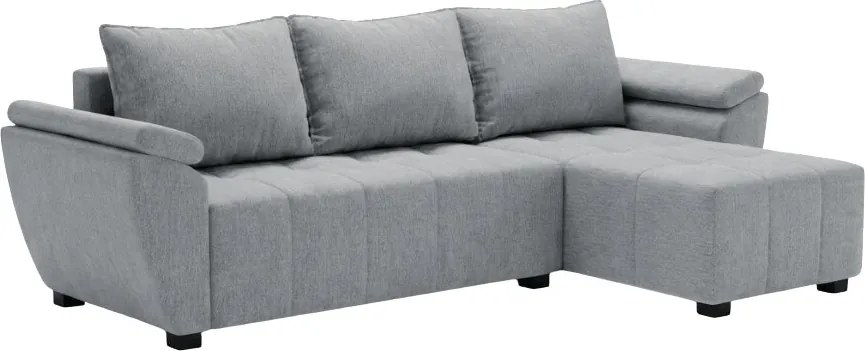 Rozkładana narożna sofa LIVARO 251x140 cm, jasnoszara, uniwersalna