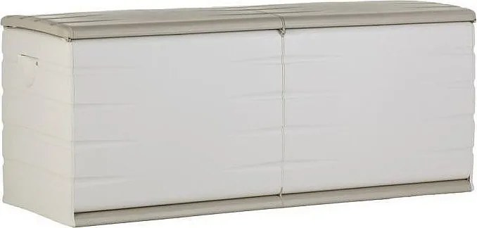 Skrzynia do przechowywania 450L beżowa z kółkami, zamykana na kłódkę, materiał z recyklingu, do użytku wewnętrznego i zewnętrznego, dostarczana zmontowana