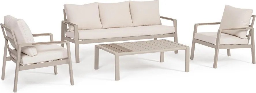 Beżowy aluminiowy zestaw mebli ogrodowych dla 5 osób Elna – Bizzotto