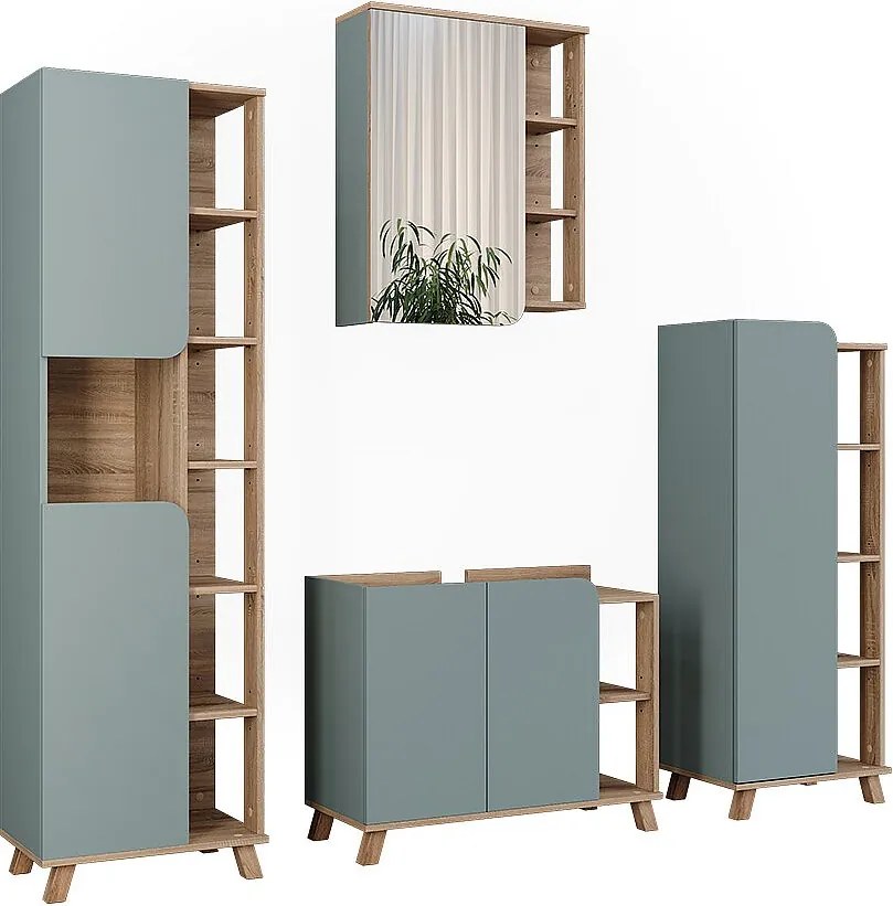 Zestaw mebli łazienkowych sonoma/niebieski 80x35x65 karen