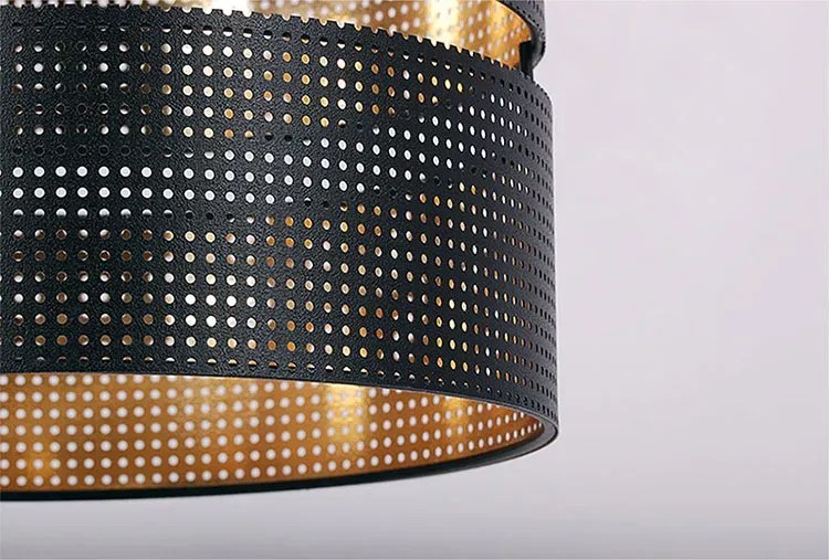 Potrójna lampa wisząca z czarno-złotymi abażurami M2-G28