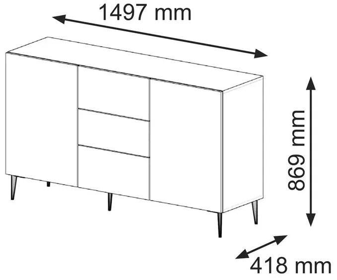 Czarna komoda z lamelami P6-H18