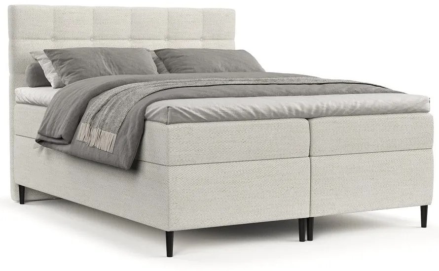 Kremowe łóżko boxspring ze schowkiem 180x200 cm Urbaneo – Maison de Rêve