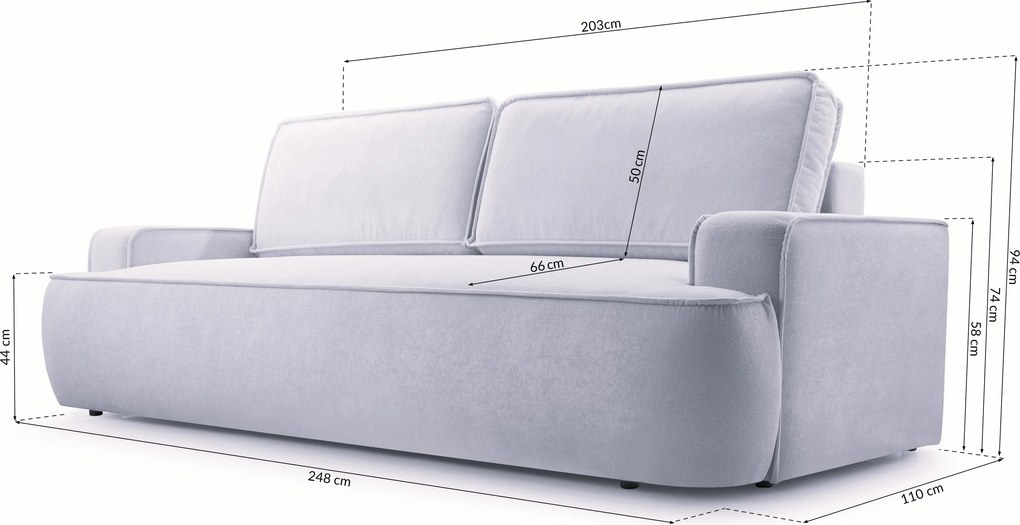 Masseno Sofa SOLO z funkcją spania i pojemnikiem na pościel, Rozkładana sofa - Beżowy, GERRA 15