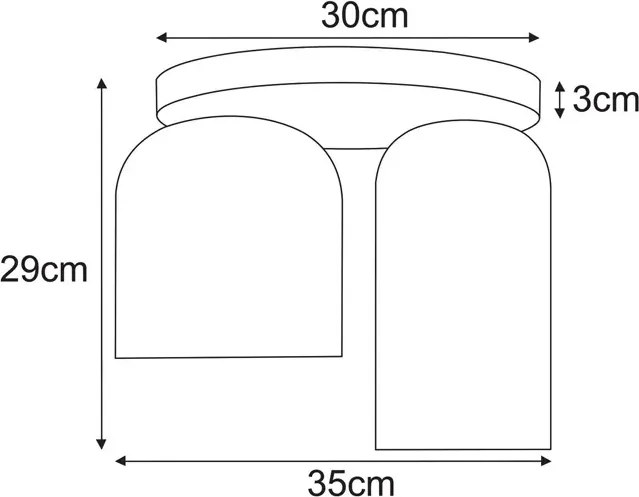 Sufitowa lampa z dwoma ryflowanymi grafitowymi kloszami P2-E71