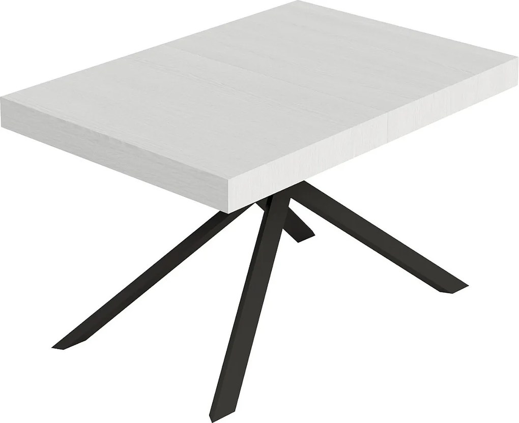 Stół rozkładany Niket 140/224x80cm biały jesion z nogami w kolorze antracytowym